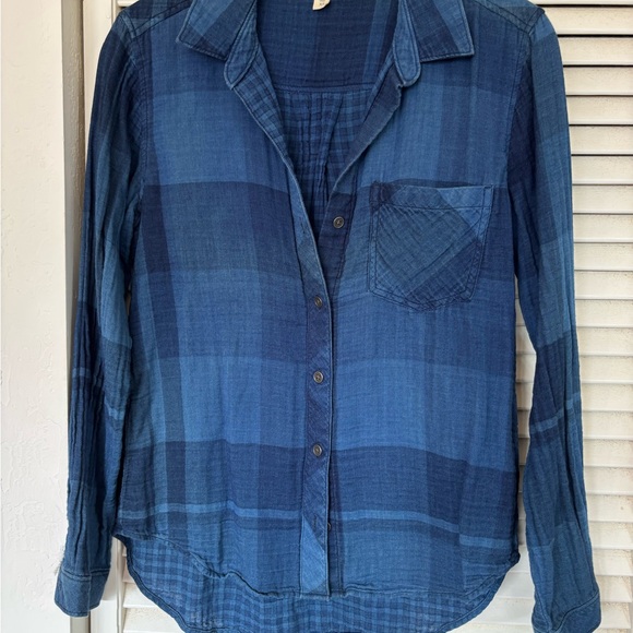 cloth & stone Tops - Cloth & Stone Blue Plaid Blouse